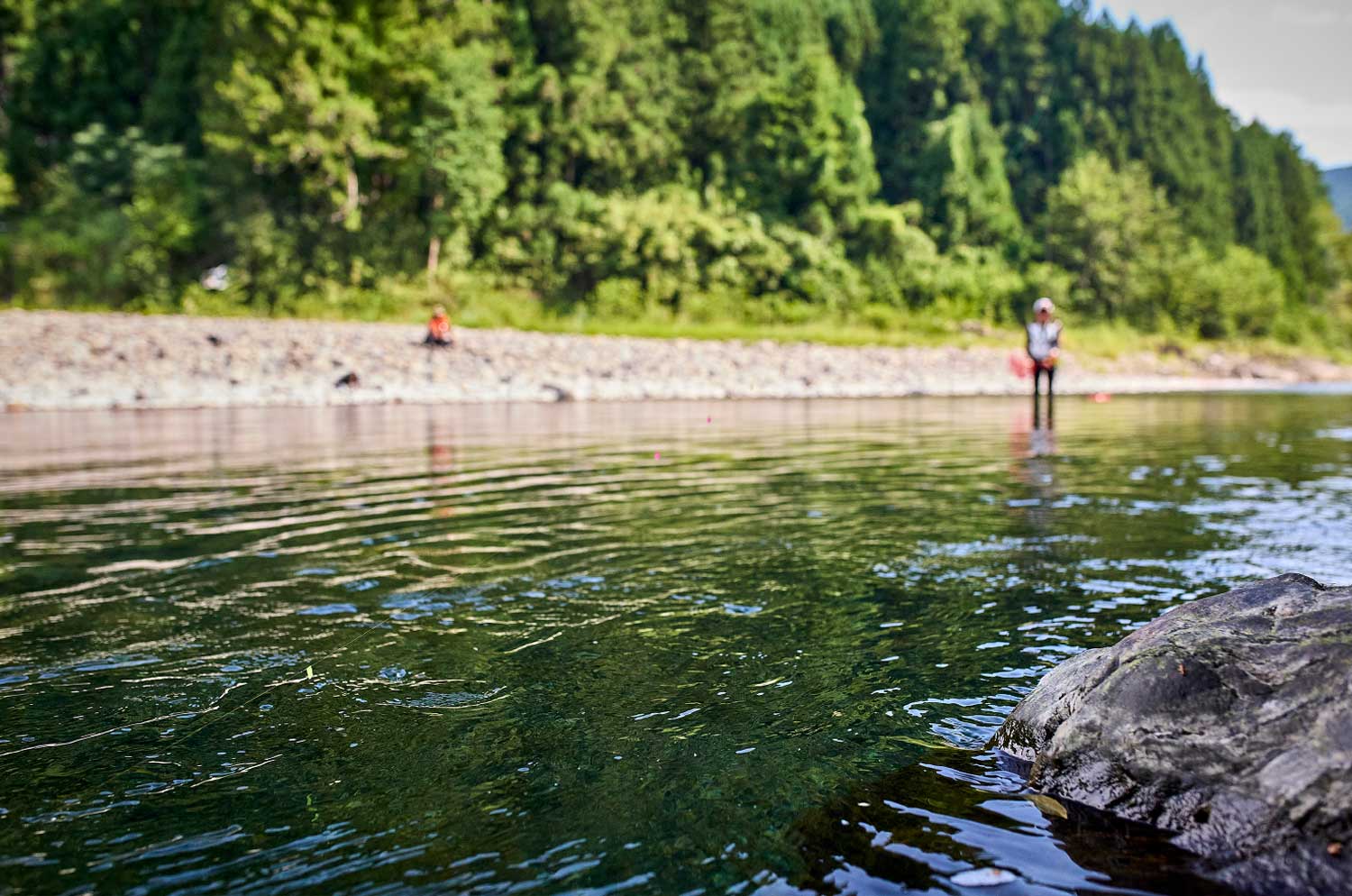 シーズン後半に増えてくる下る習性の出たオトリをあがらせる
