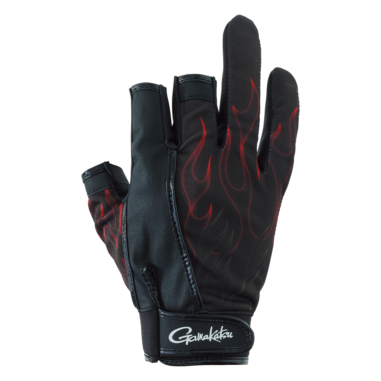 ストレッチフィッシンググローブ(炎柄/3本切) GM7292 | がまかつ
