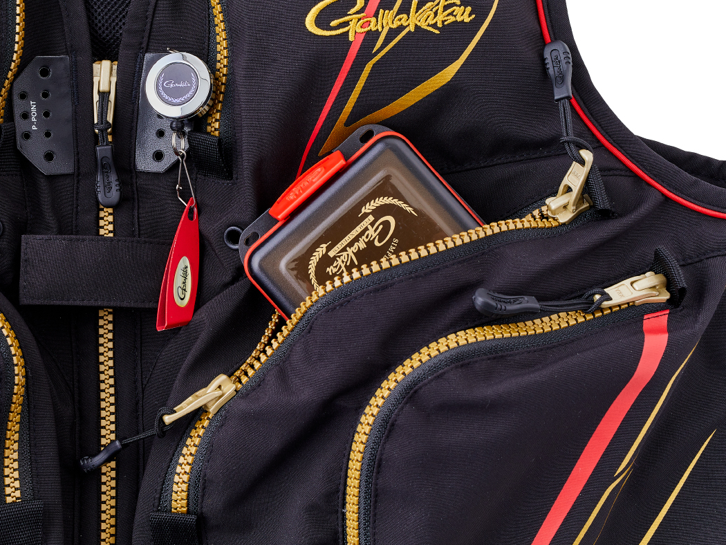 Gamakatsu 鮎用ベスト LL ブラック/レッド(GM-2327) ハーフメッシュベスト GM2327 | がまかつ