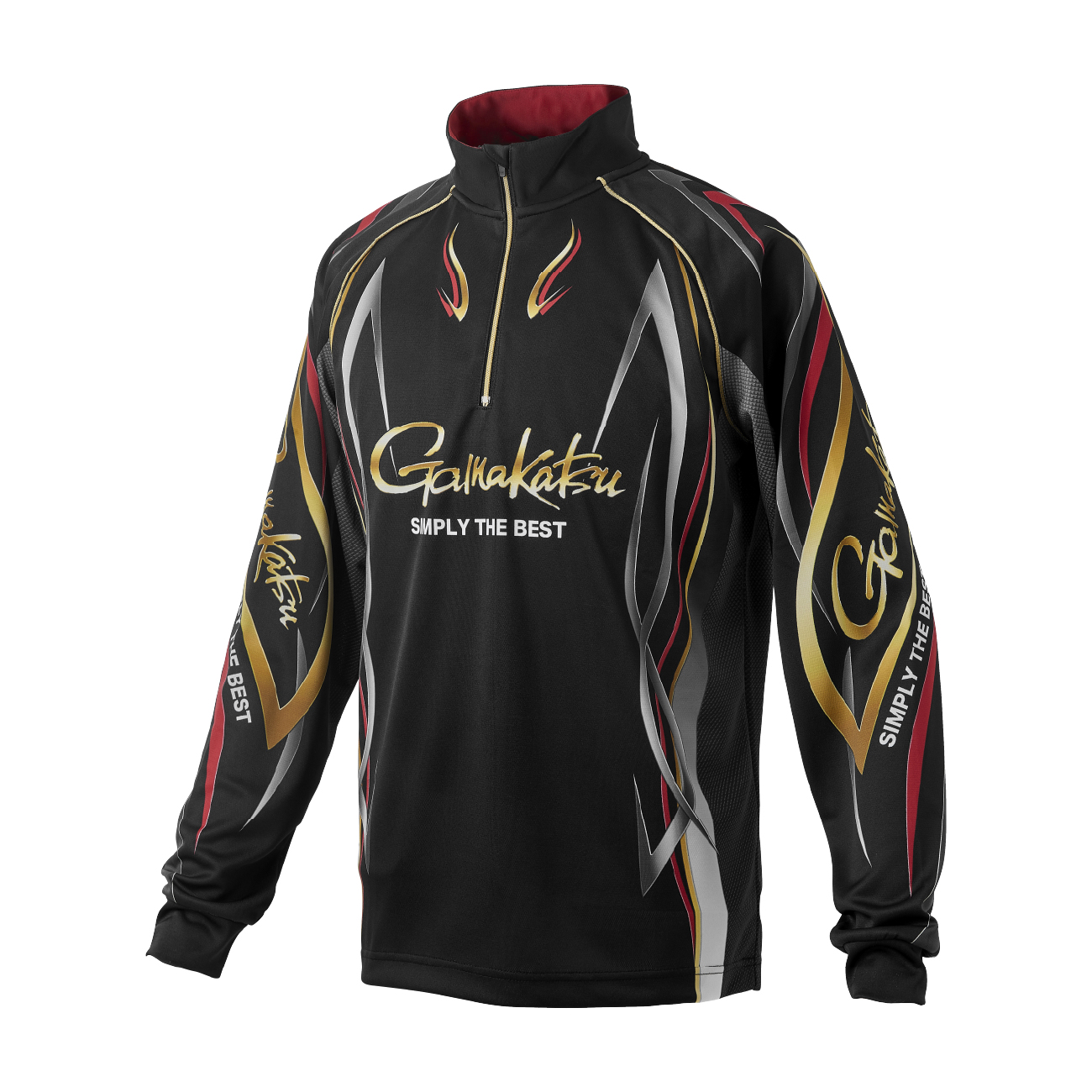 がまかつ2WAYプリントジップシャツ(長袖) GM3734ブラック×レッドL 2WAYプリントジップシャツ(長袖) GM3734 | がまかつ