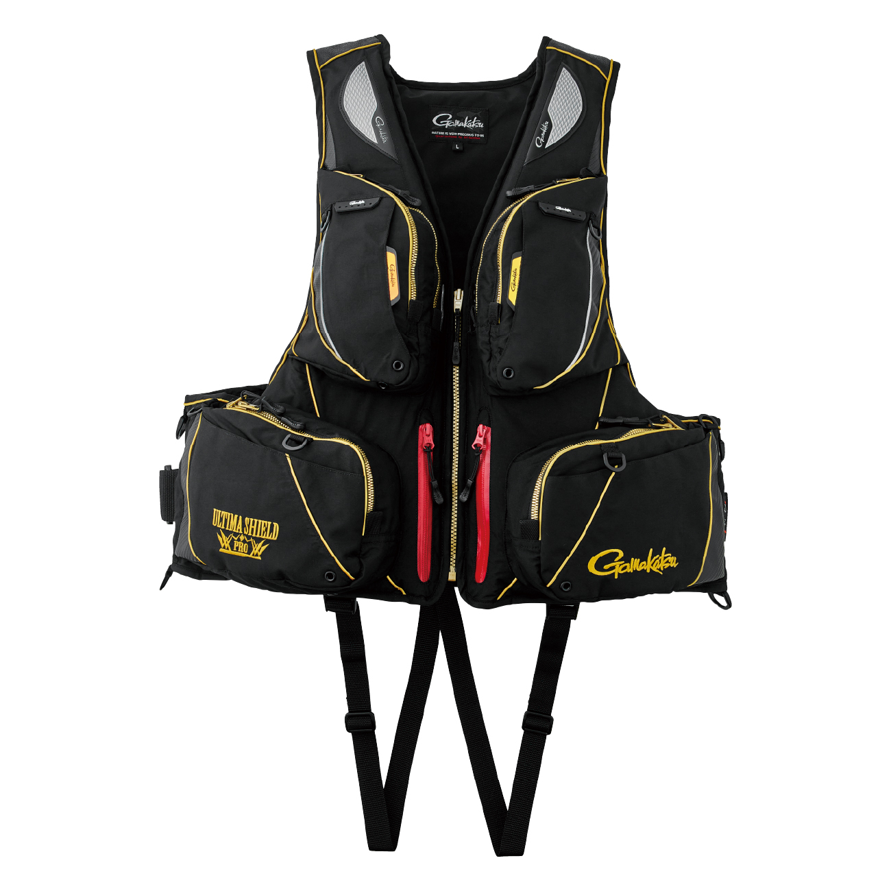 がまかつ GM-2172 フローティングベスト Ｌ　ブラックｘゴールド 楽天市場】(5)【目玉商品】 がまかつ フローティングベスト(GM-2172
